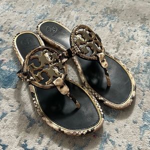 Tory Burch Metal Miller Snake Print Leather